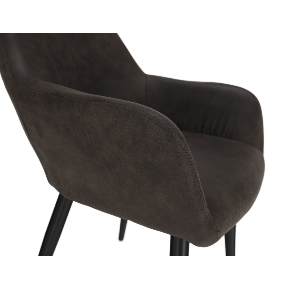 Fotoliu design, ţesătură din piele periată, maro Taupe / negru, LACEY