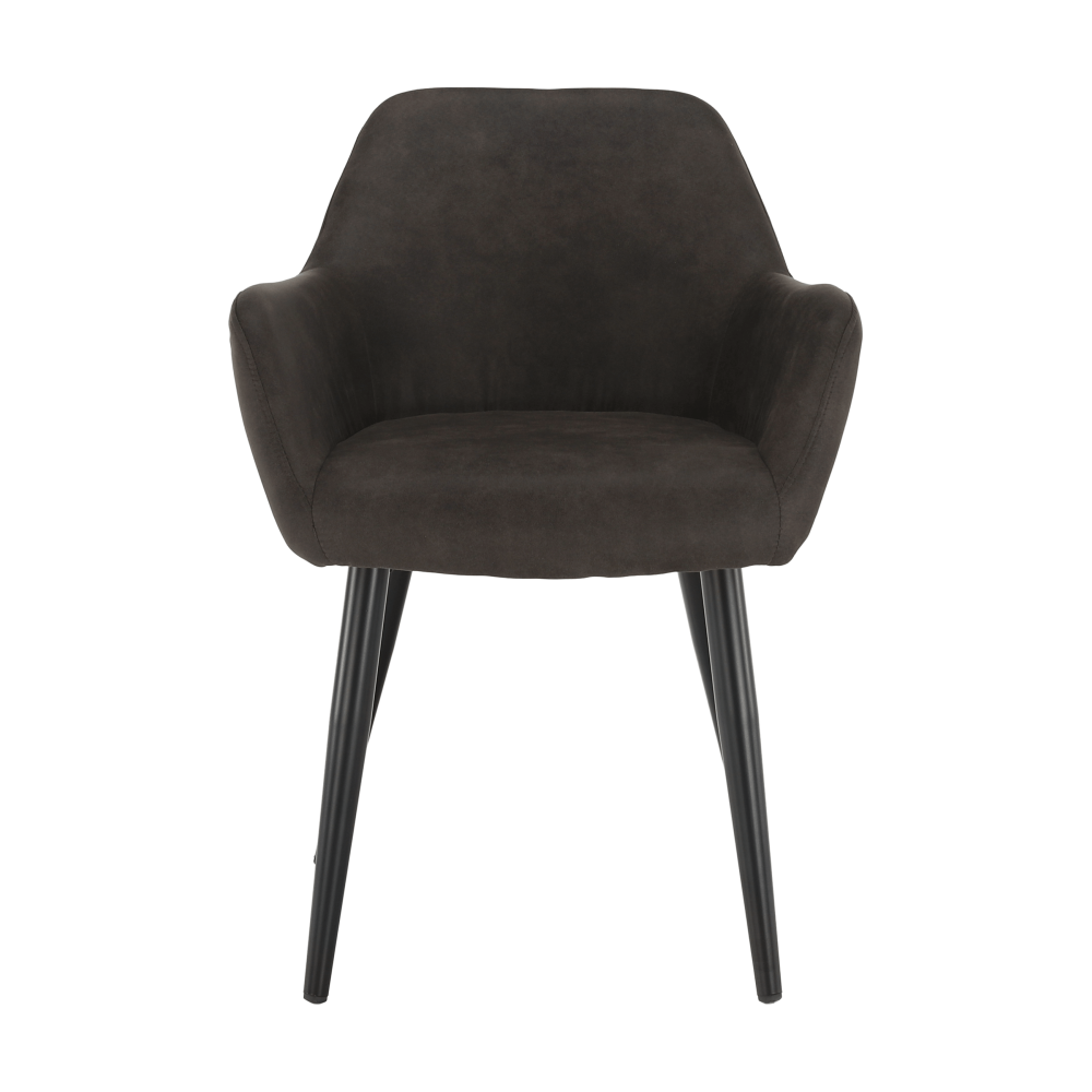 Fotoliu design, ţesătură din piele periată, maro Taupe / negru, LACEY