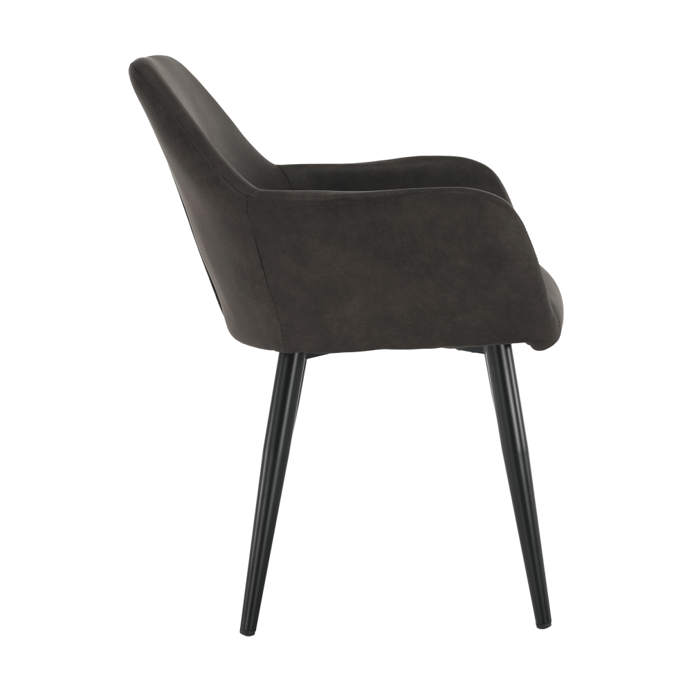 Fotoliu design, ţesătură din piele periată, maro Taupe / negru, LACEY