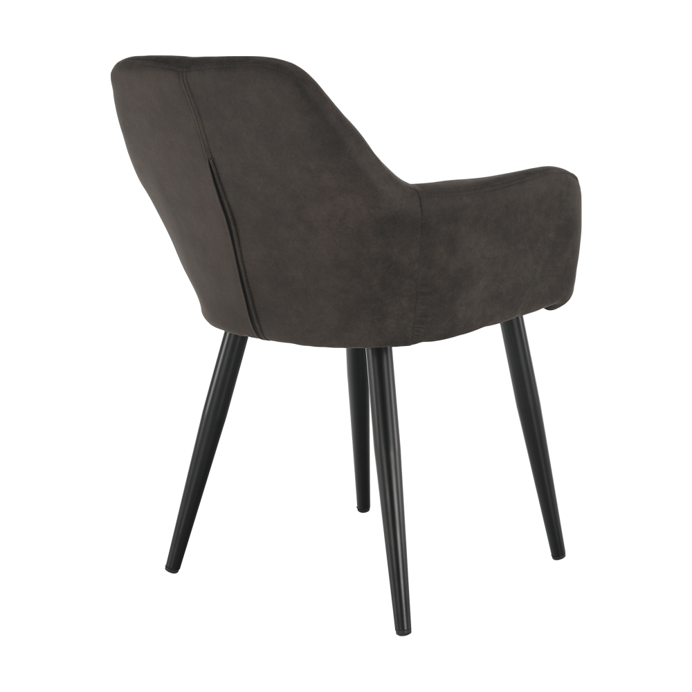Fotoliu design, ţesătură din piele periată, maro Taupe / negru, LACEY