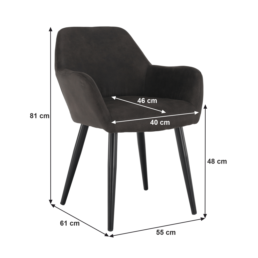 Fotoliu design, ţesătură din piele periată, maro Taupe / negru, LACEY