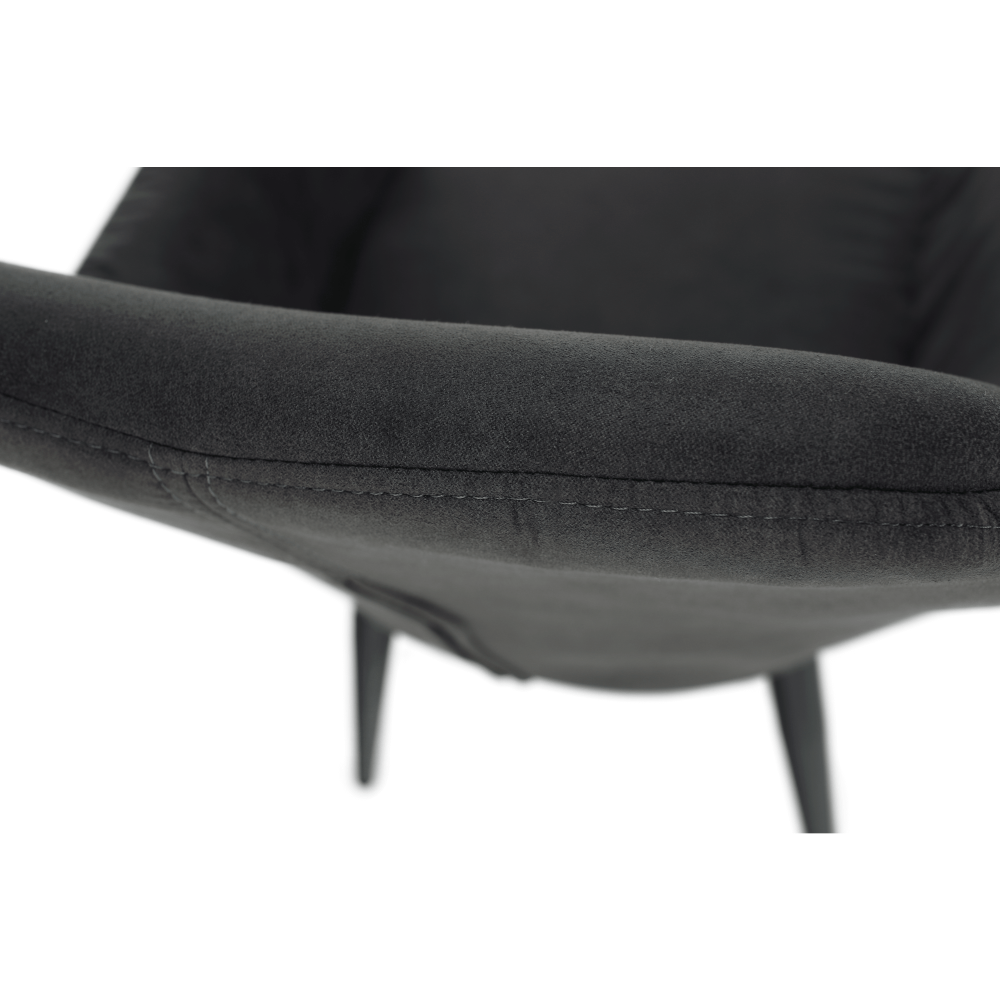 Fotoliu design, ţesătură din piele periată, gri / negru, LACEY