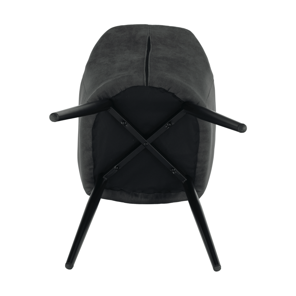 Fotoliu design, ţesătură din piele periată, gri / negru, LACEY