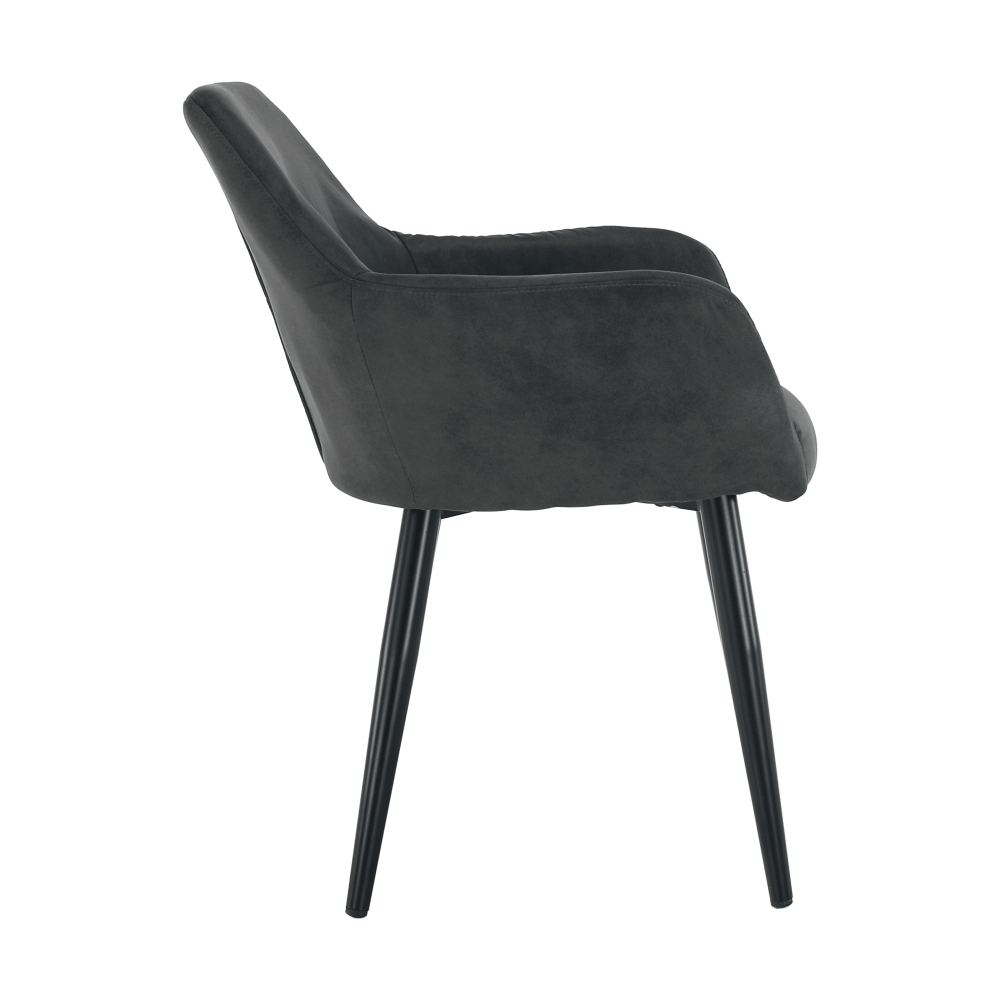 Fotoliu design, ţesătură din piele periată, gri / negru, LACEY