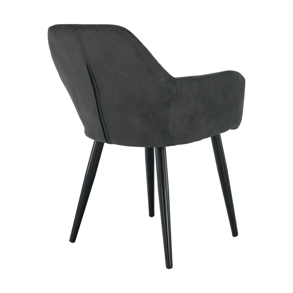 Fotoliu design, ţesătură din piele periată, gri / negru, LACEY
