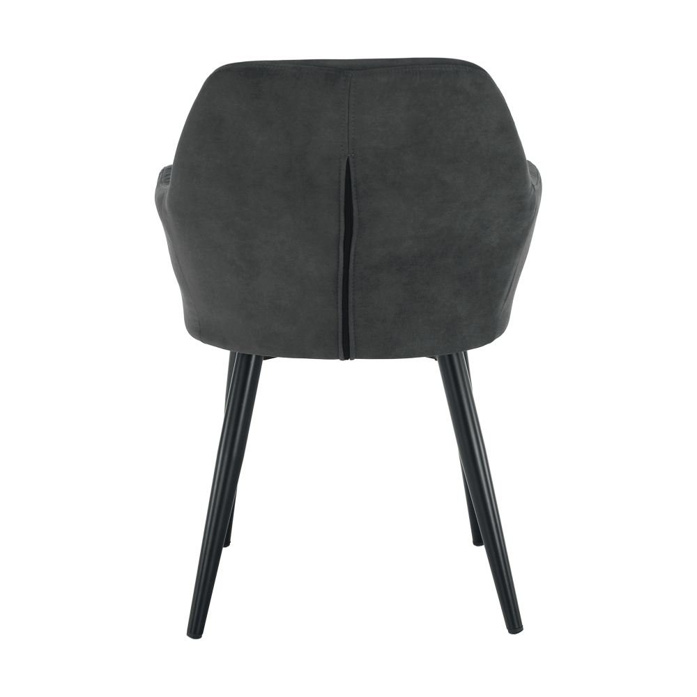 Fotoliu design, ţesătură din piele periată, gri / negru, LACEY