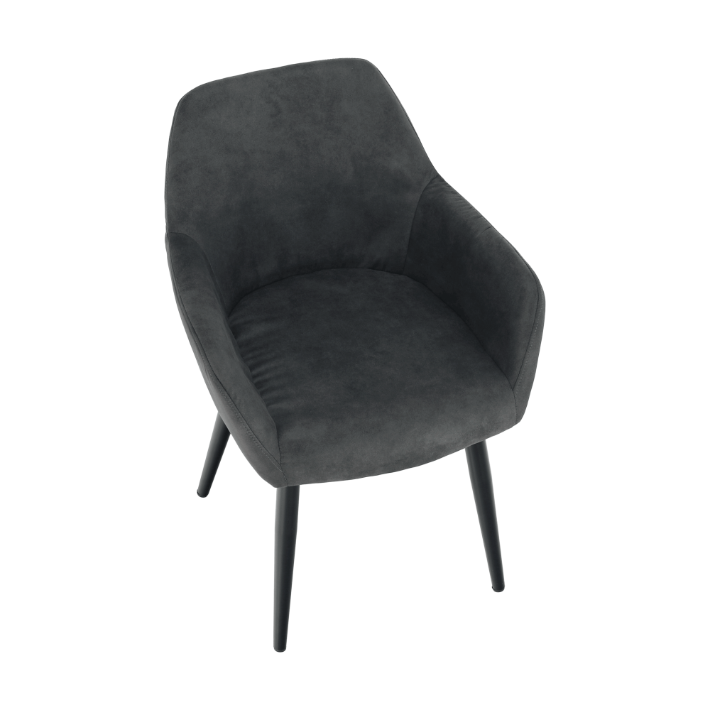 Fotoliu design, ţesătură din piele periată, gri / negru, LACEY