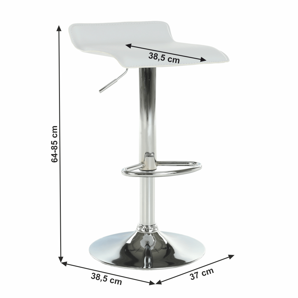Scaun de bar, piele ecologică alb/crom LARIA NEW