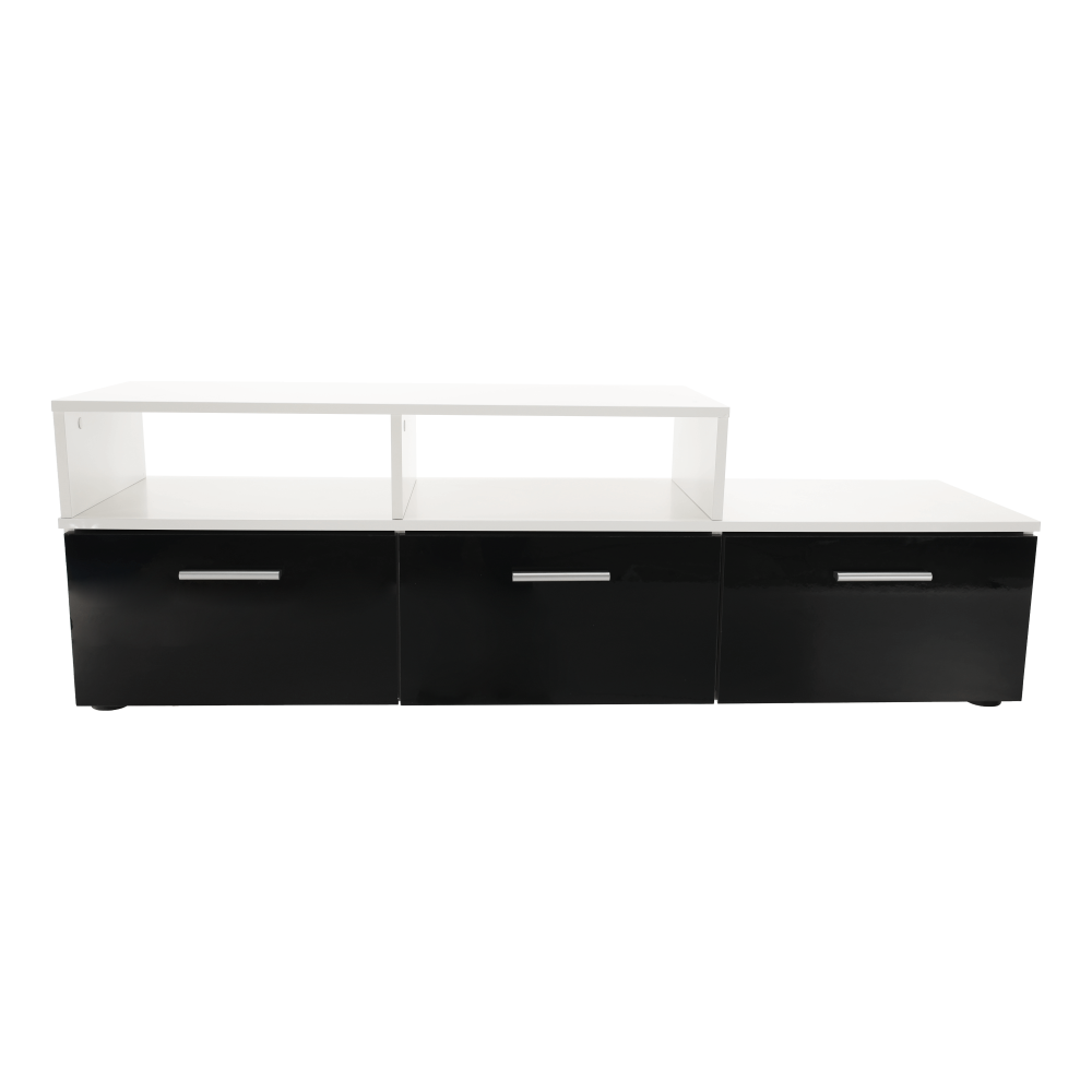 Mobilier living, alb/extra strălucire neagră HG, LEO