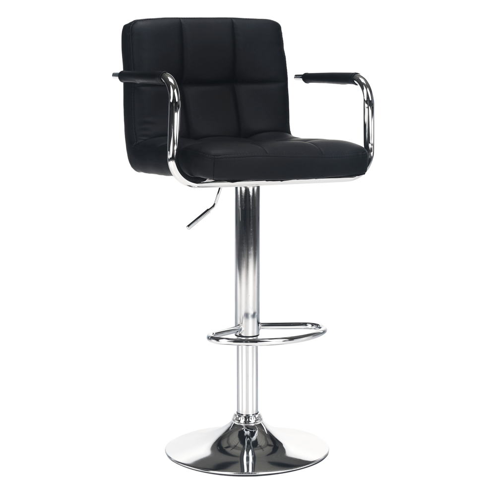 Scaun bar, piele ecologică negru/crom, LEORA 2 NEW
