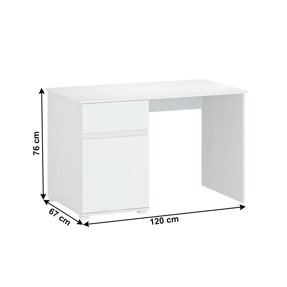 Birou PC 1D1S / 120, alb lucios, LINDY