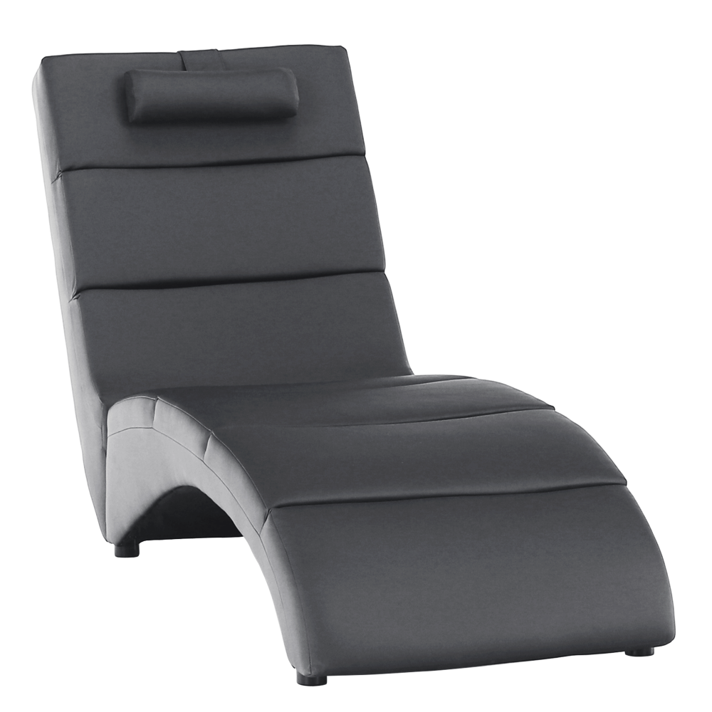 Fotoliu relaxant, piele ecologică gri, LONG