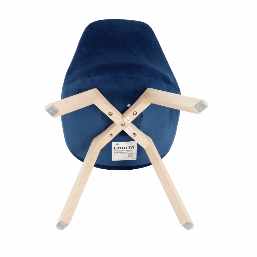 Scaun, catifea Velvet albastru/lemn fag, LORITA