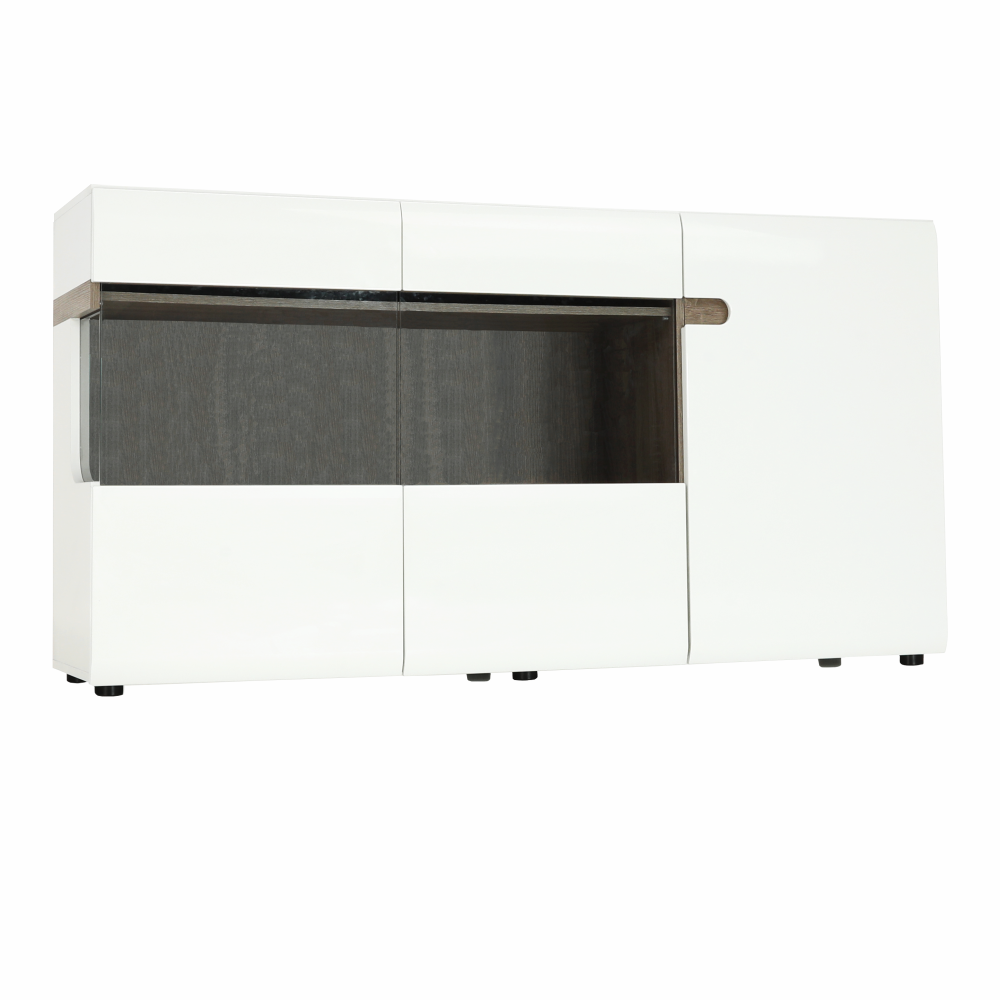 Comodă, albă strălucitoare HG/stejar sonoma închis, LYNATET TYP 42