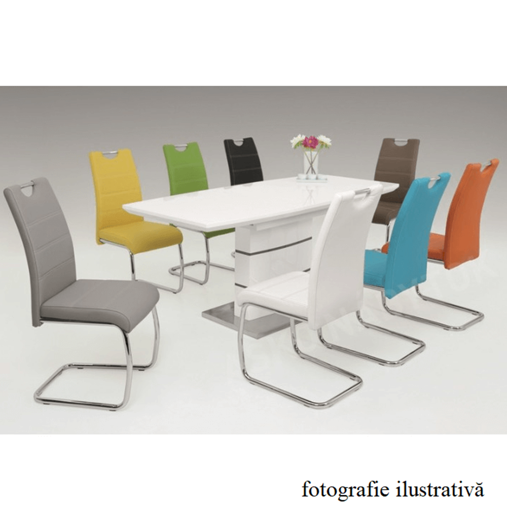 Masă extensibilă de bucătărie, alb strălucitor HG,  MEDAN