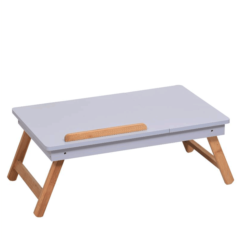 Masă pliabilă pentru laptop, bambus alb / natural, MELTEN