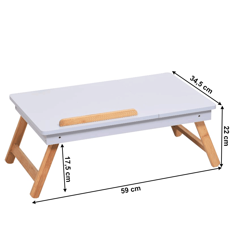 Masă pliabilă pentru laptop, bambus alb / natural, MELTEN
