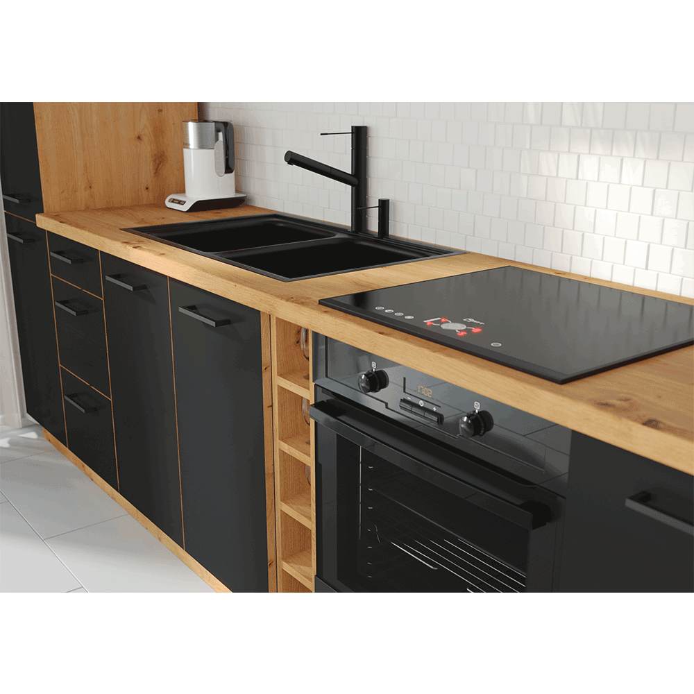 Uşă pentru maşina de spălat vase, stejar artizan/ negru mat, MONRO ZM 713x596