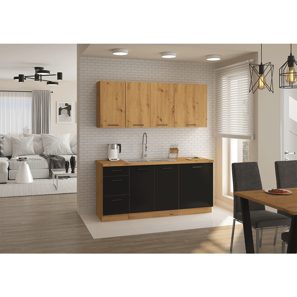 Uşă pentru maşina de spălat vase, stejar artizan/ negru mat, MONRO ZM 713x596