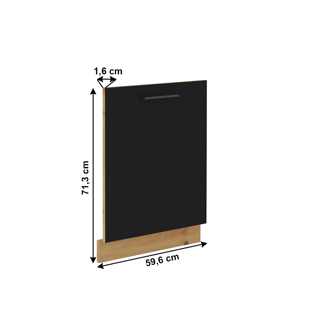 Uşă pentru maşina de spălat vase, stejar artizan/ negru mat, MONRO ZM 713x596
