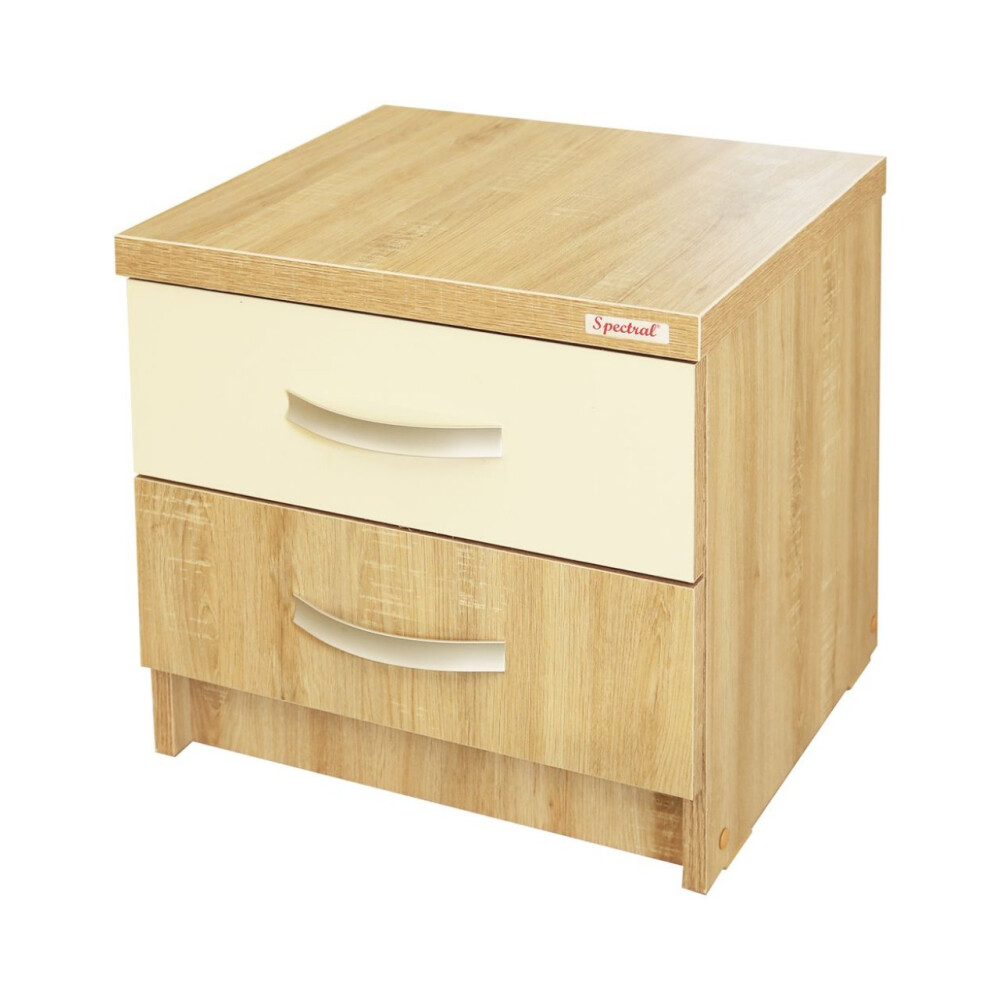 Dormitor Milano Sonoma cu Pat Tapitat Bej 140x200