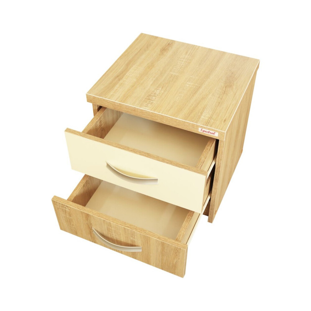 Dormitor Milano Sonoma cu Pat Tapitat Bej 140x200