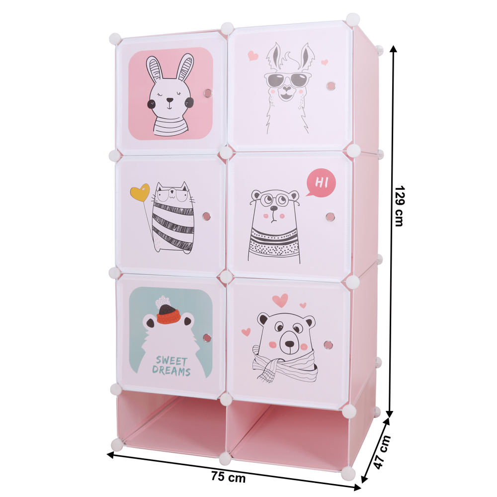 Dulap modular pentru copii, roz / model copii, NORME