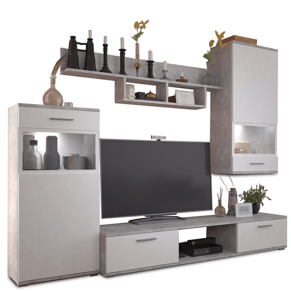 Mobilier living, alb/carbon deschis, BREAK