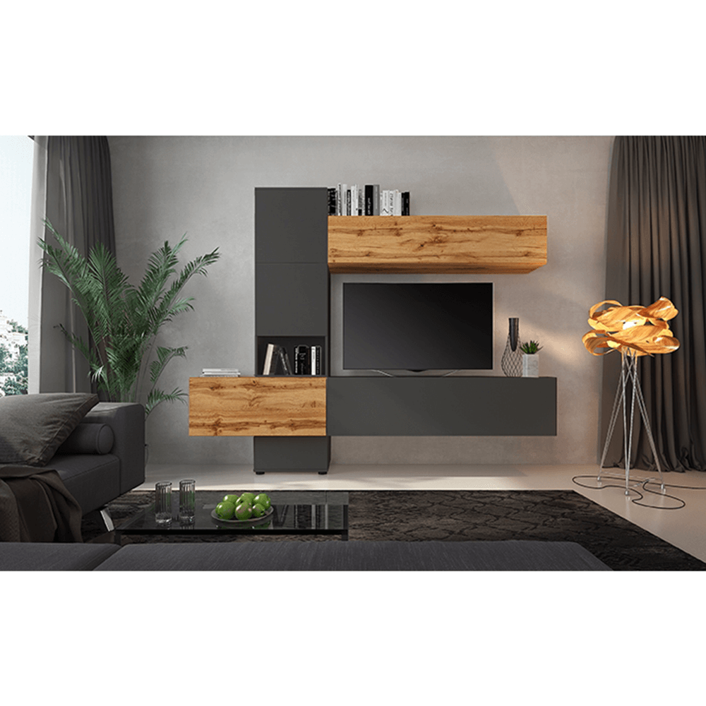 Mobilier living, maro lavă foarte mat/stejar wotan, BRISTOL