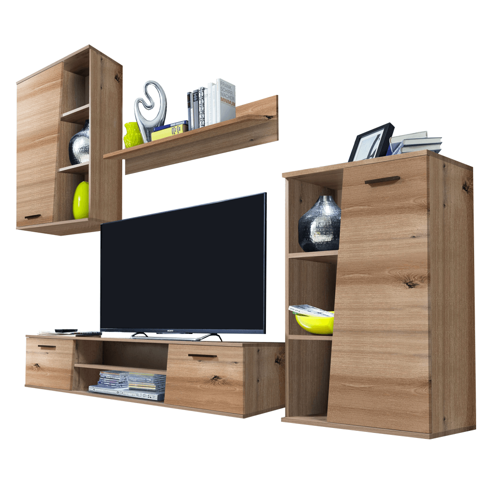 Perete living, stejar artizanal, VIVIEN