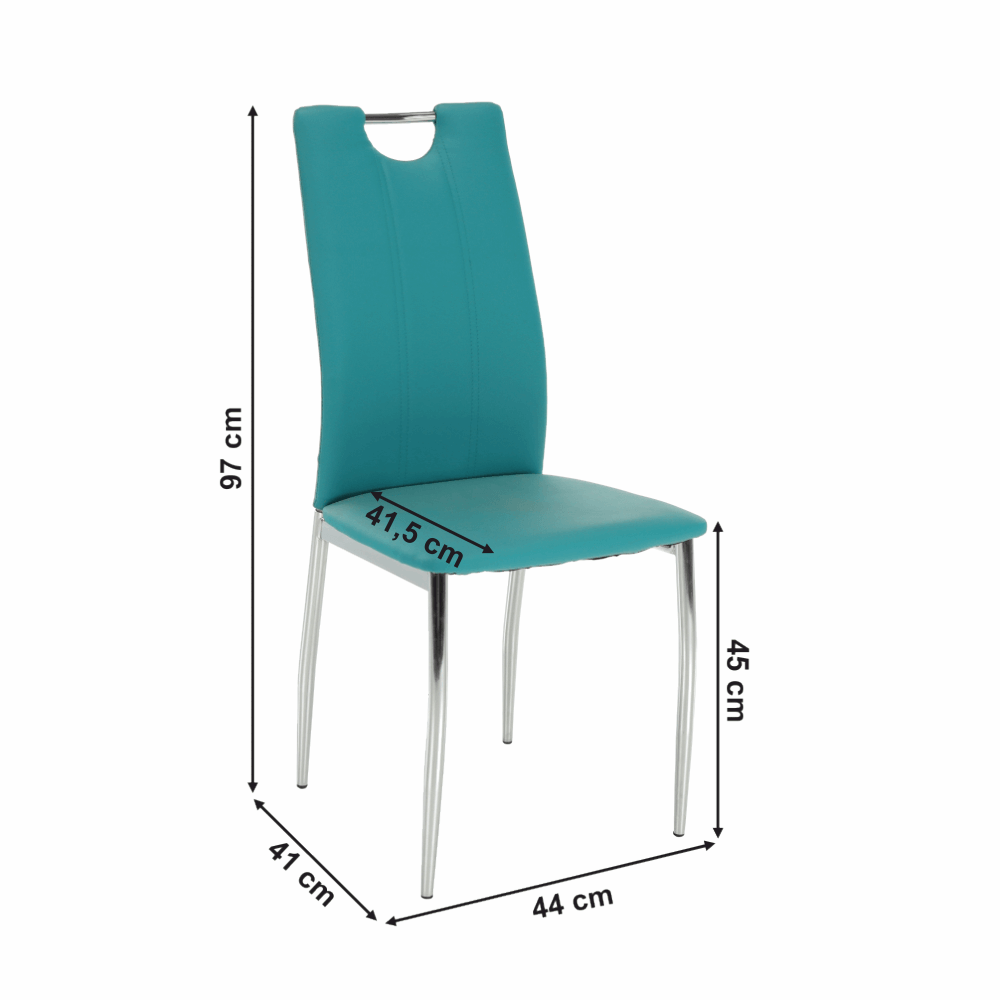 Scaun bucătărie, piele ecologică albastru petrol/crom, OLIVA NEW
