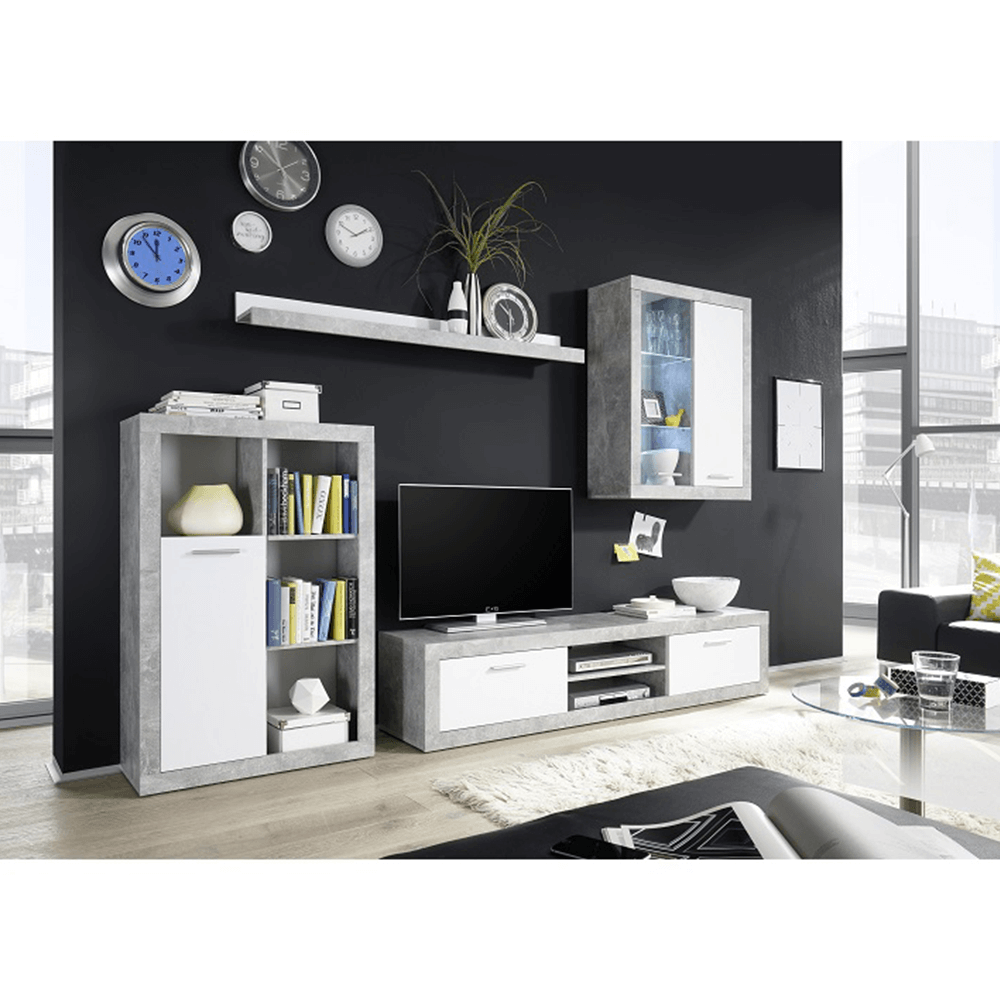 Mobilier de living, alb/ciment, KLARK