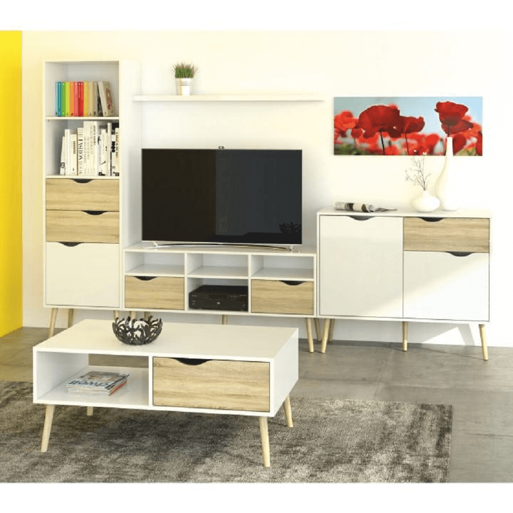 Etajeră cu sertar, stejar sonoma/alb, OSLO 75385