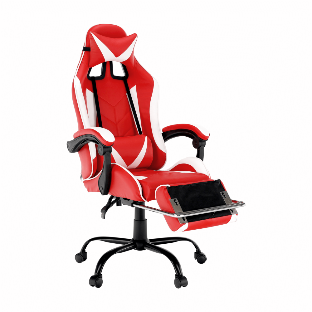 Fotoliu birou/gaming, negru/alb/roşu, OZGE NEW