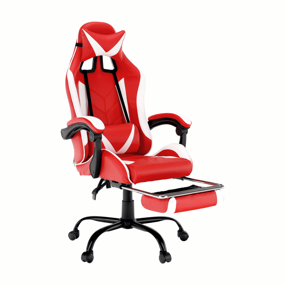 Fotoliu birou/gaming, negru/alb/roşu, OZGE NEW