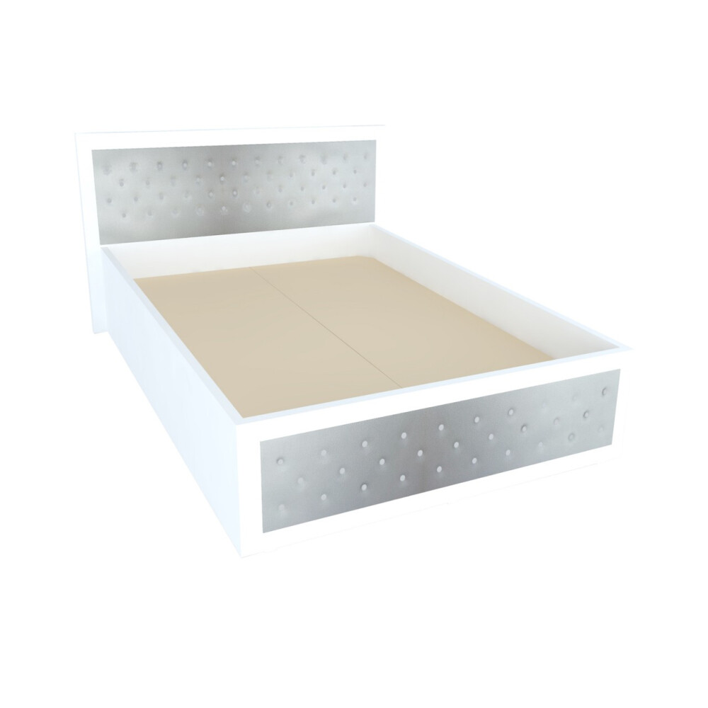 Dormitor Torino cu pat 140x200 cm Alb / Gri