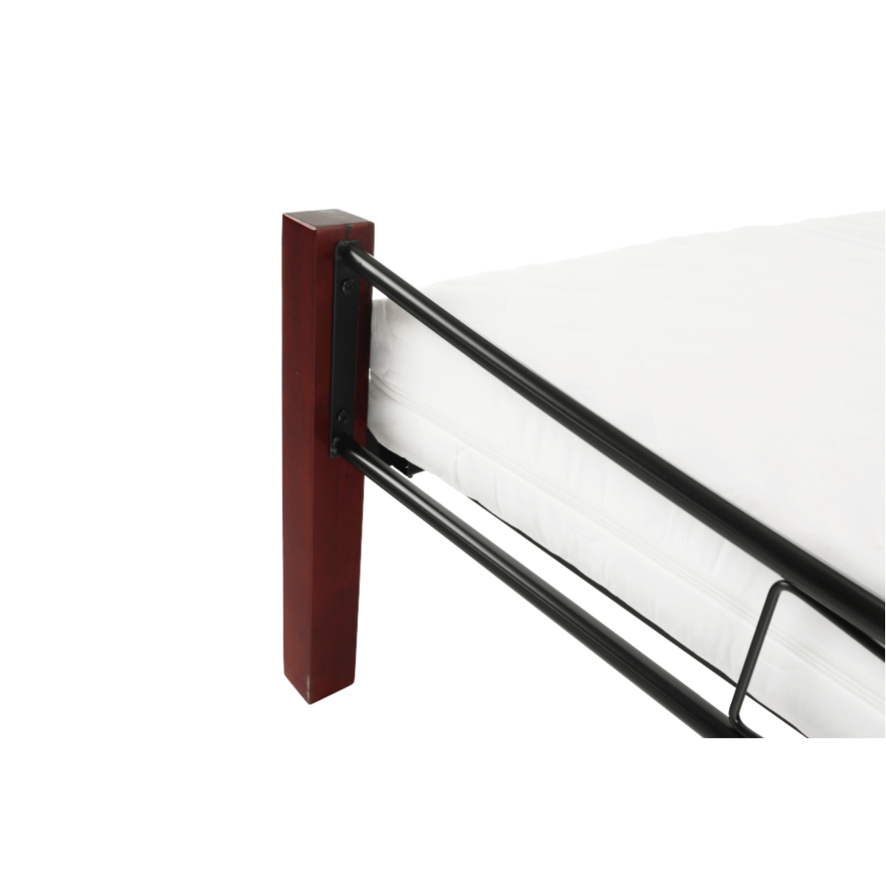 Pat dublu, lemn nuc/metal negru, 160x200, PAULA