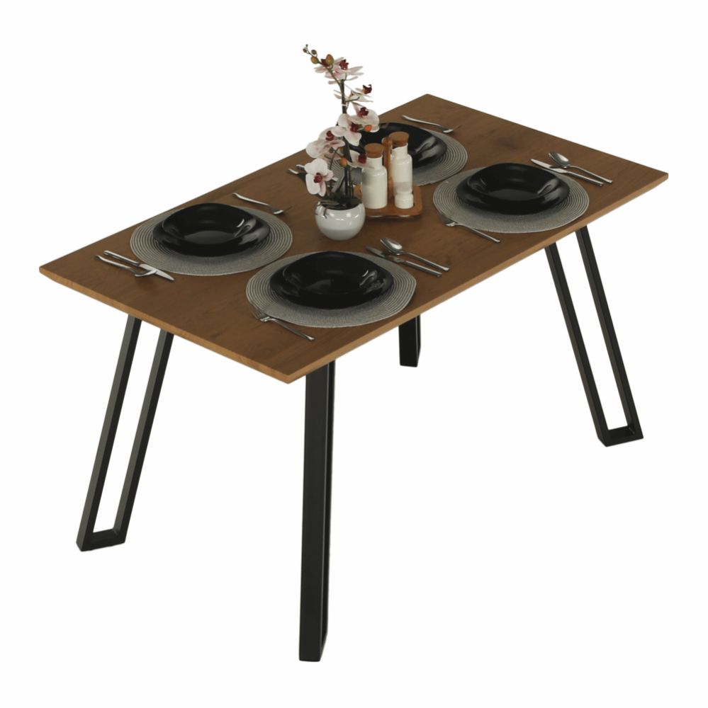Masă dining, stejar/negru, PEDAL