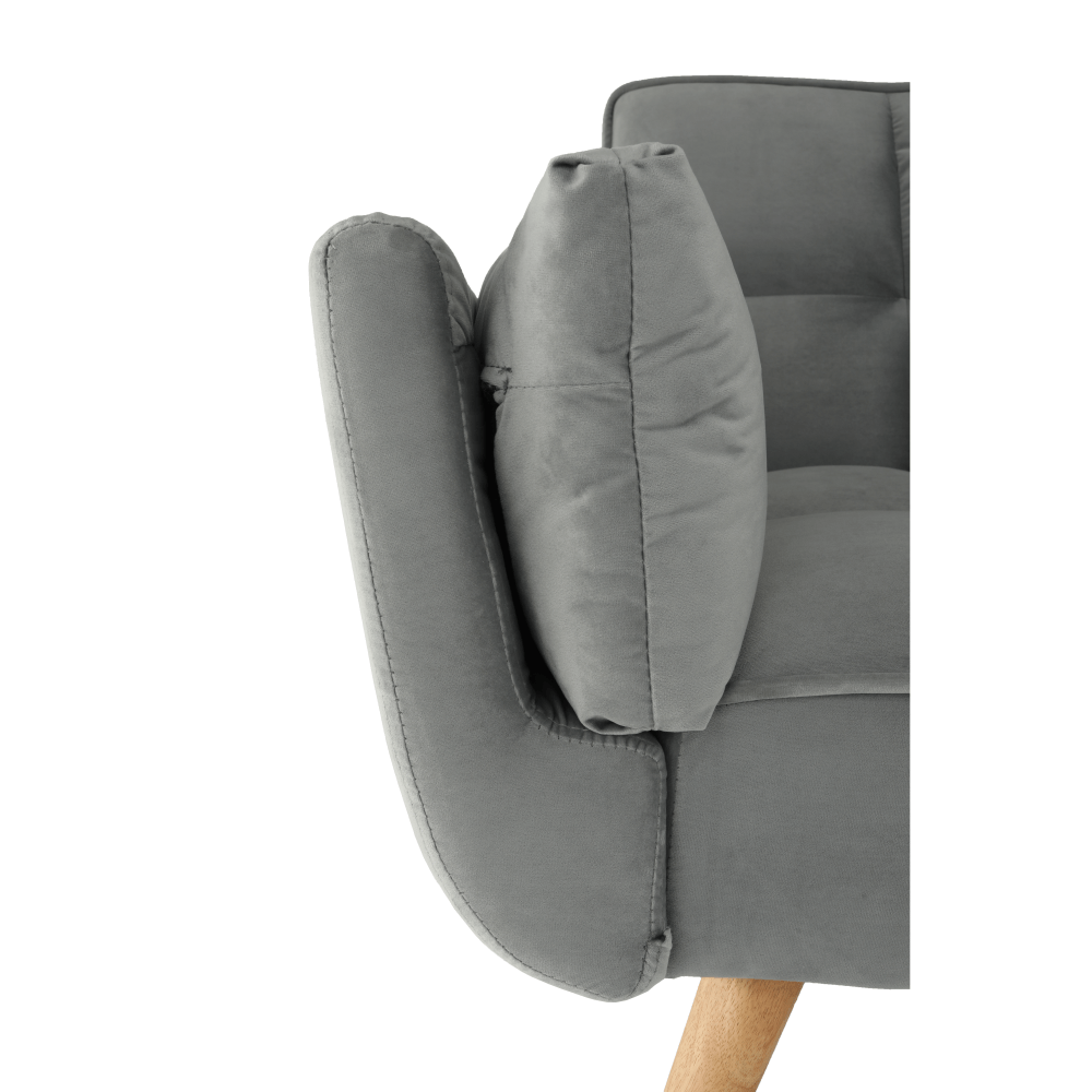 Colţar extensibil, catifea gri deschis / fag, KAPRERA NEW