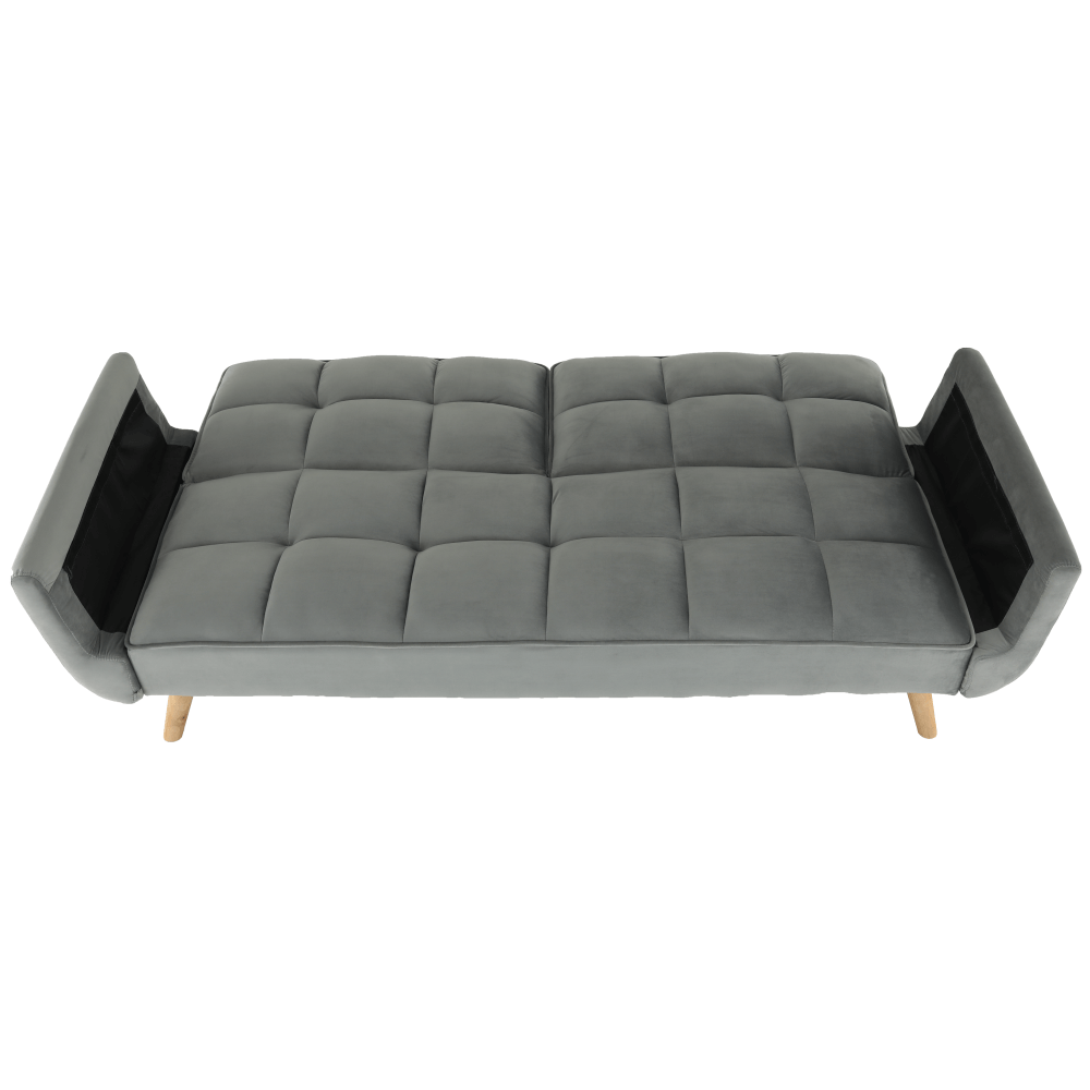 Colţar extensibil, catifea gri deschis / fag, KAPRERA NEW