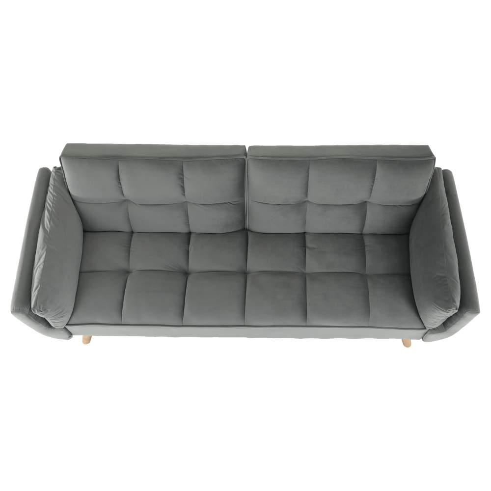 Colţar extensibil, catifea gri deschis / fag, KAPRERA NEW