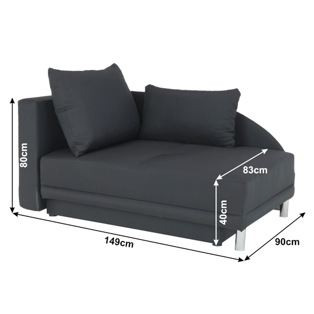 Colţar extensibil, material textil gri-negru, stânga, LAUREL
