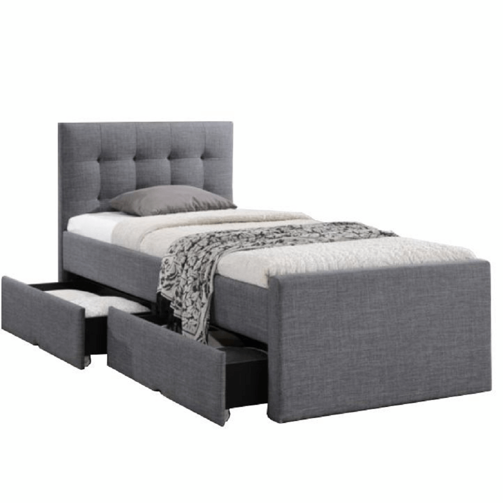 Pat modern, material textil gri, 90x200, VISKA NEW