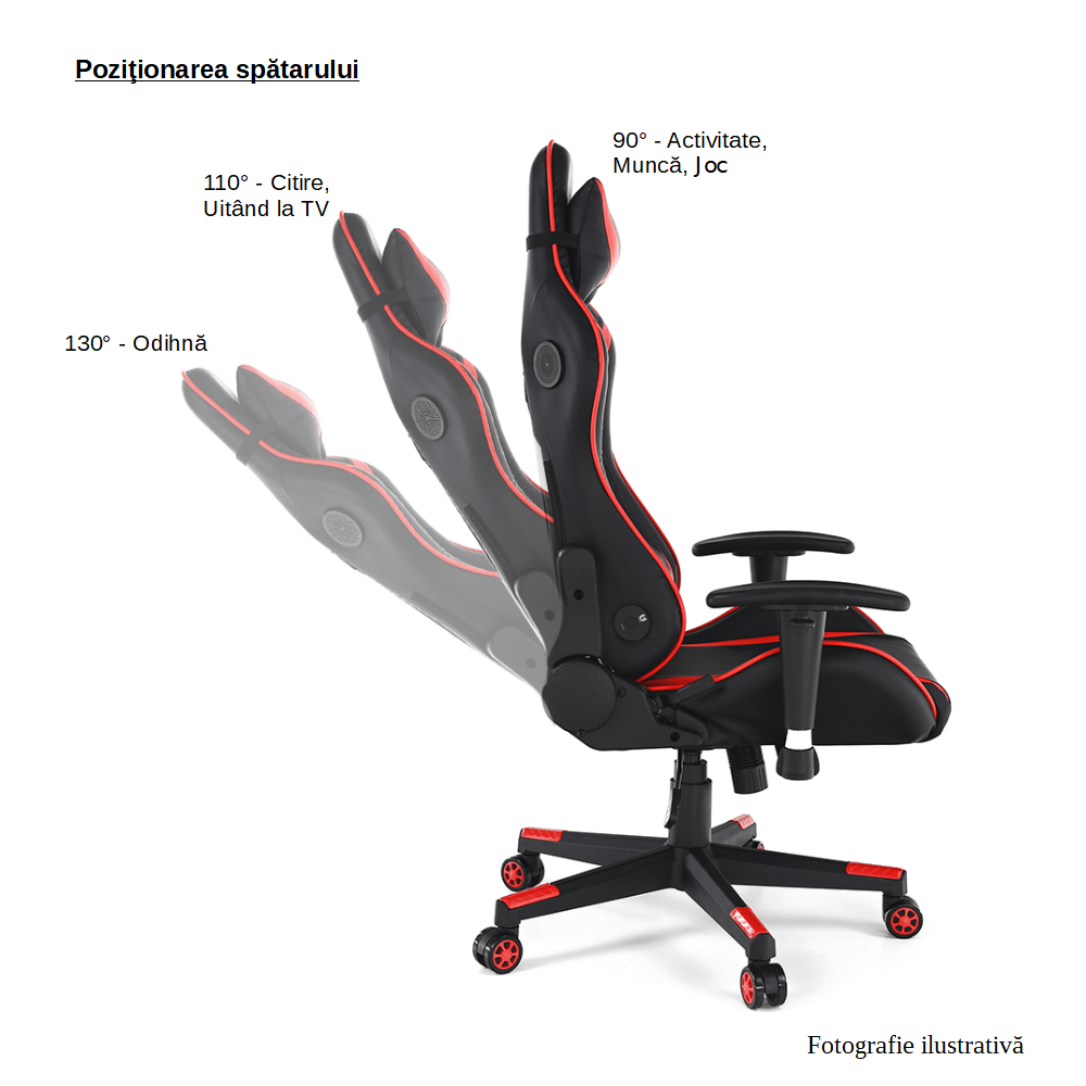 Fotoliu birou/gaming cu suport pentru picioare, negru/gri, TARUN