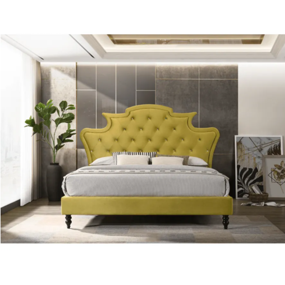Pat de lux, catifea Velvet auriu, 160x200, REINA