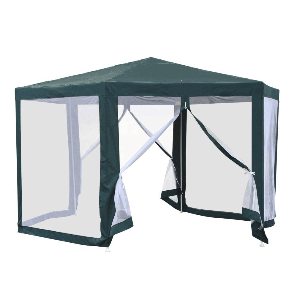 Pavilion cort pentru grădină, 3,9x2,5x3,9m, verde / alb, RINGE TIP 1 6 laturi