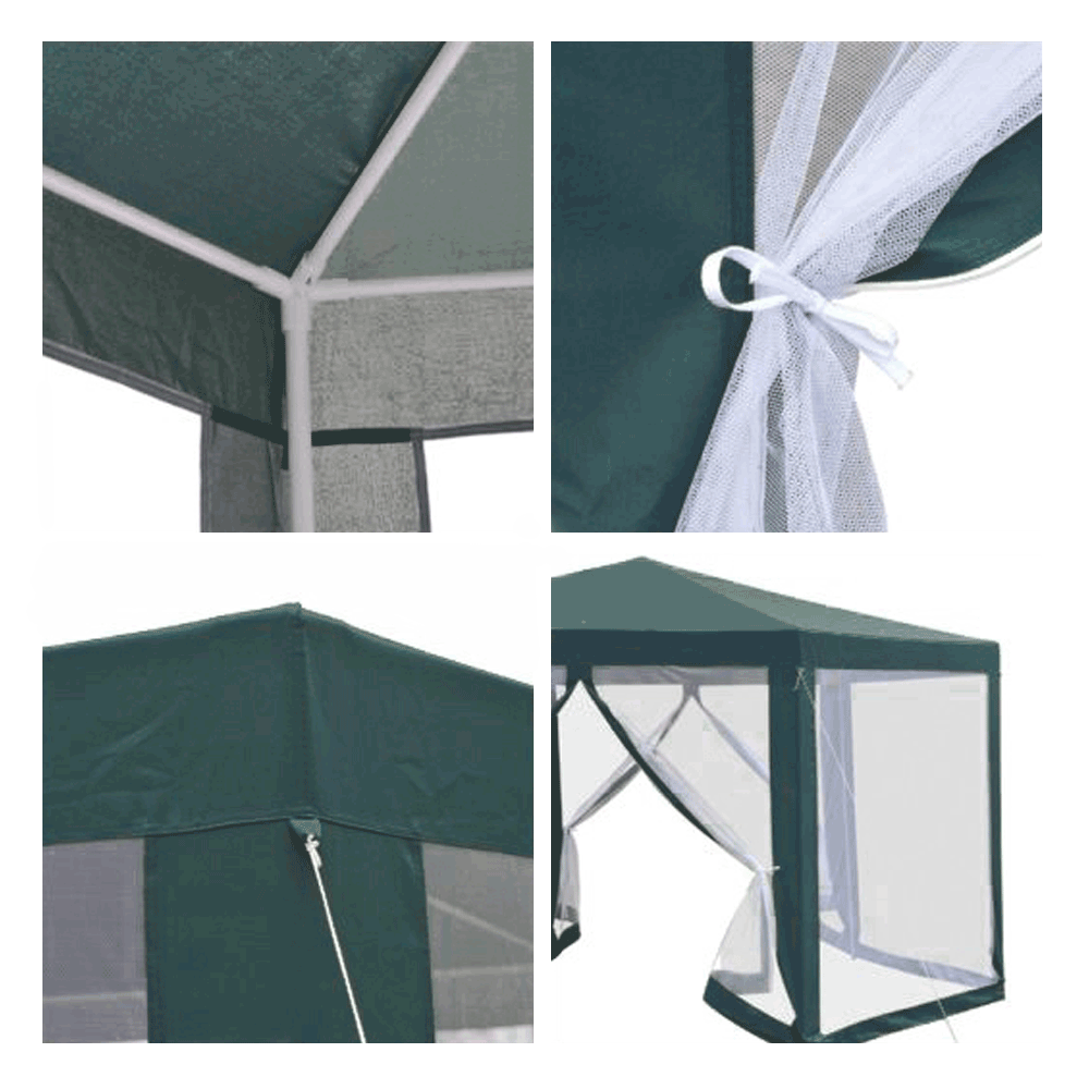 Pavilion cort pentru grădină, 3,9x2,5x3,9m, verde / alb, RINGE TIP 1 6 laturi