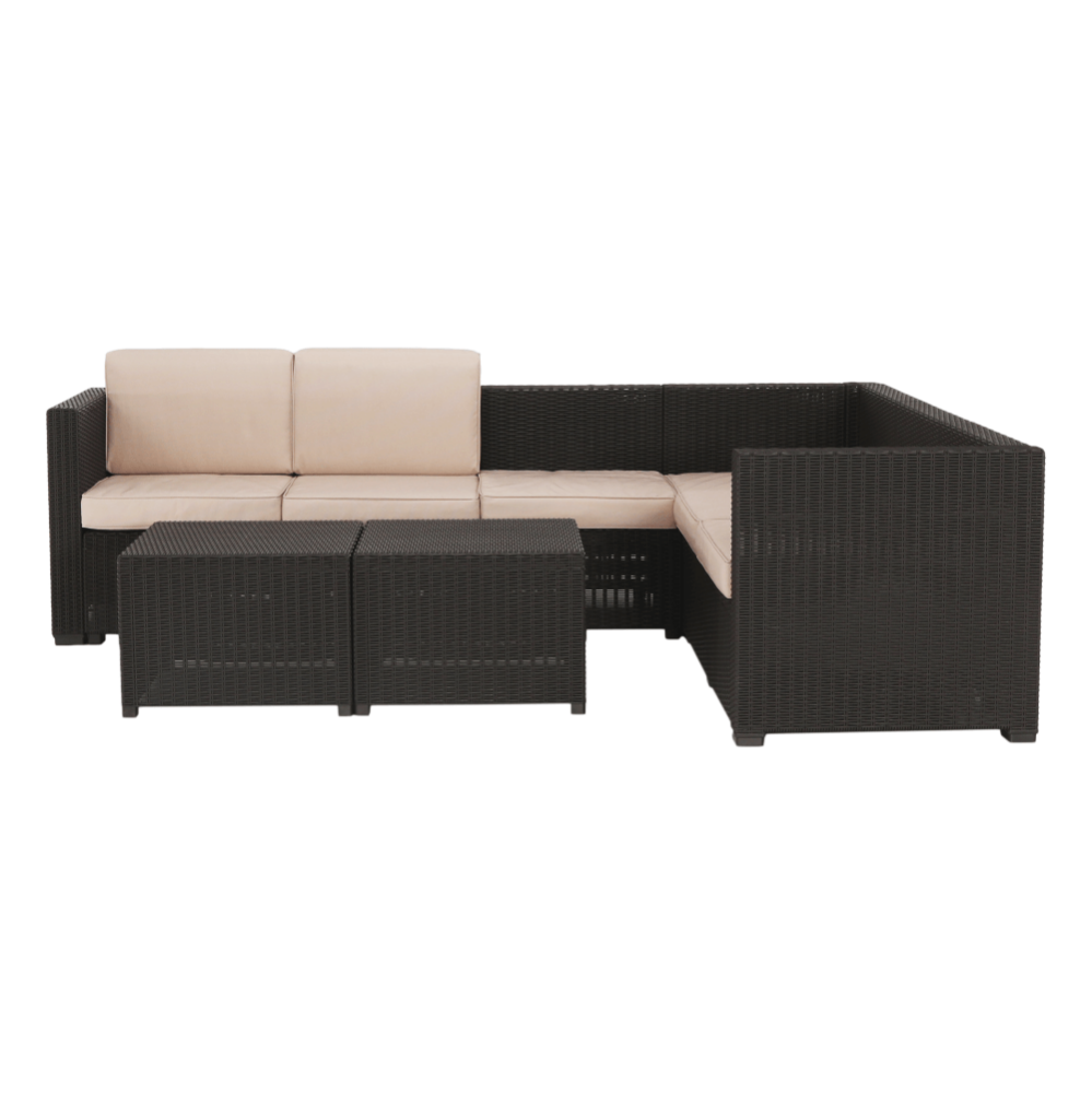 Set de grădină din rattan, 3 piese, maro/bej, RODEN