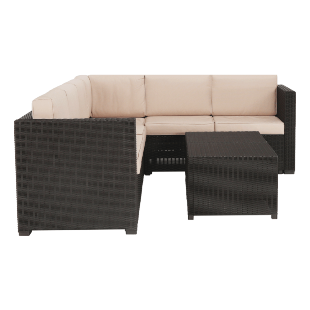 Set de grădină din rattan, 3 piese, maro/bej, RODEN