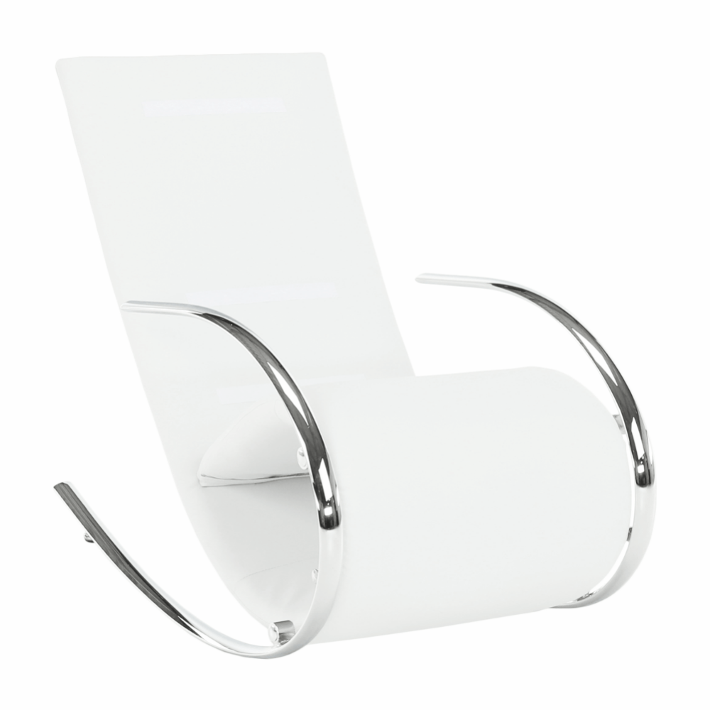 Fotoliu balansoar, piele eco albă/ metal, ROGER